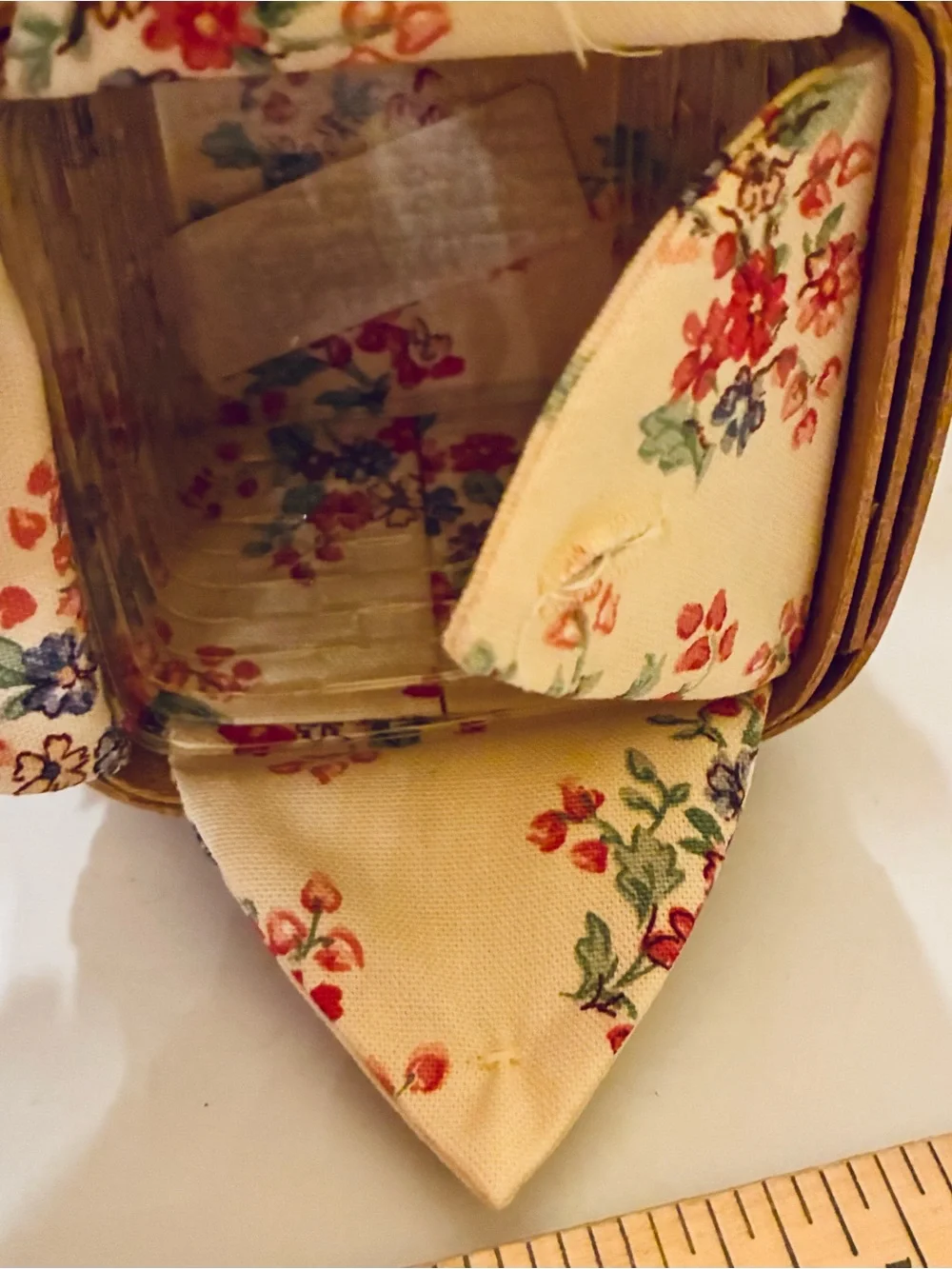 Longaberger Small Valentine Woven Basket with Burgundy Ribbon w/ Acc